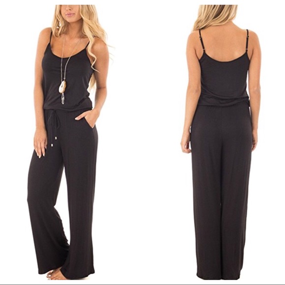 💋NWT Wide Leg Casual Stretchy Long Pant Romper💋 - Picture 2 of 4